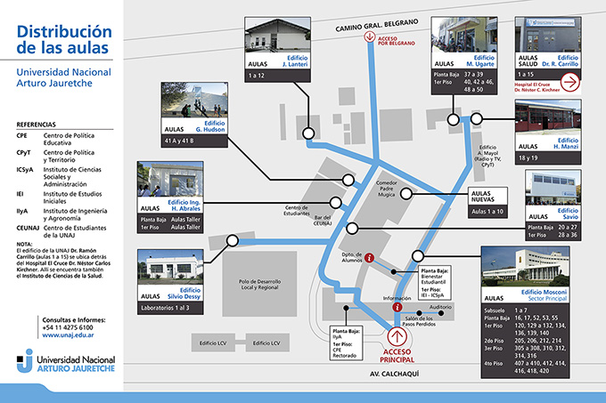 Ubicación aulas en Sede Central UNAJ
