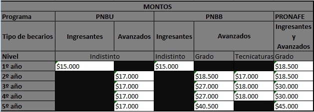 Montos de Becas Arbec