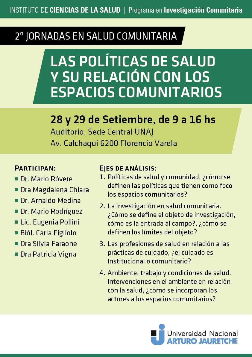 Las políticas de Saludo y su relación con los espacios comunitarios