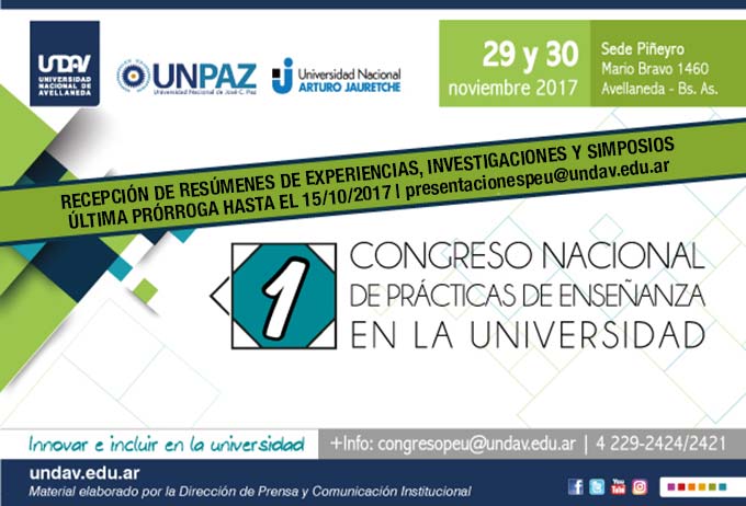 ULTIMA PRORROGA Hasta el 15/10 - Congreso Nacional de Prácticas de Enseñanza en la Universidad