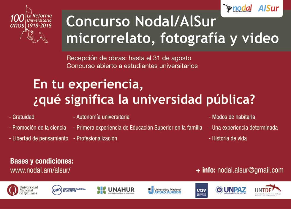 Concurso Nodal/AlSur. Microrrelato, fotografía y video
