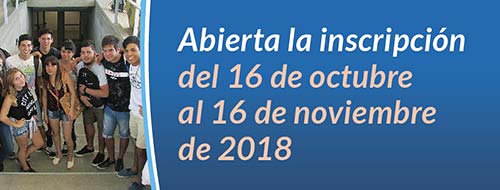 Abierta la inscripción del 16 de octubre al 16 de noviembre de 2018