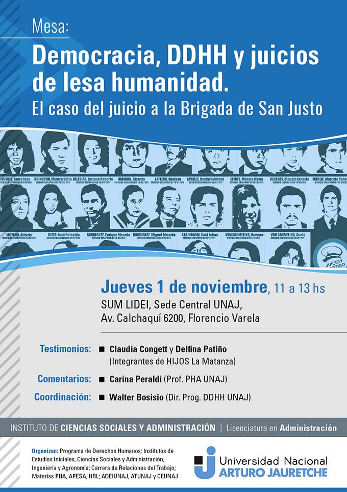 Mesa: Democracia, DDHH y juicios de lesa humanidad. El caso del juicio a la Brigada de San Justo