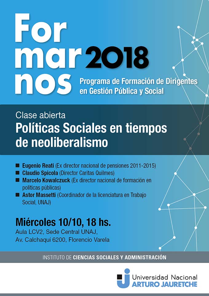 Formarnos 2O18 - Clase abierta "Políticas Sociales en tiempos de neoliberalismo"