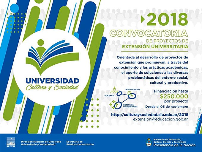 Convocatoria de Proyectos de Extensión 2018 "Universidad, Cultura y Sociedad"
