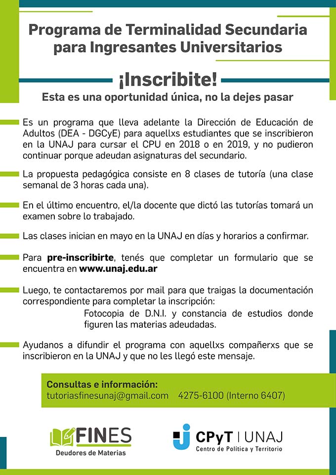 Programa de Terminalidad Secundaria para Ingresantes Universitarios