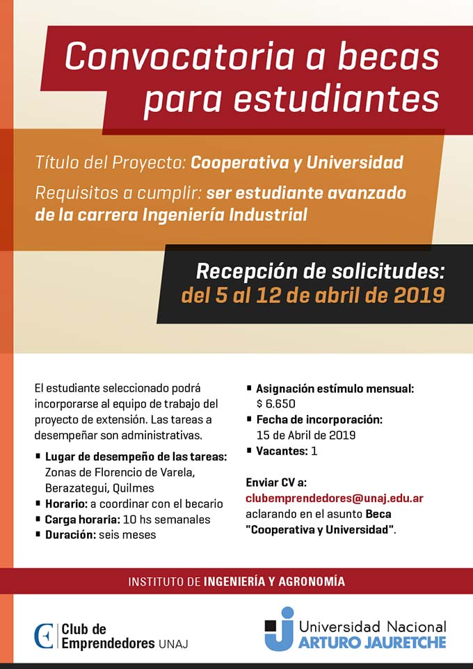 Convocatoria a becas para estudiantes - Cooperativa y Universidad