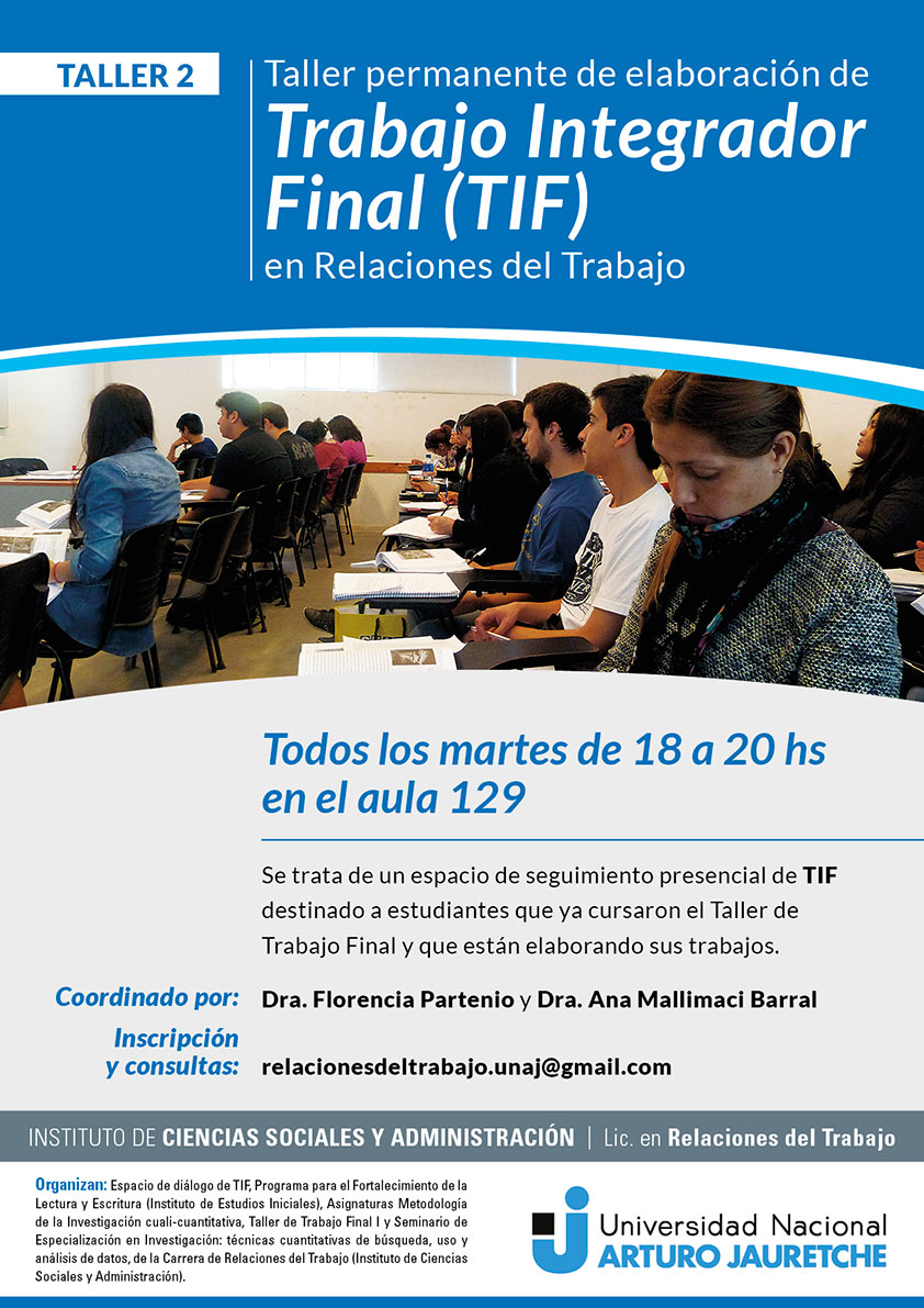 Taller permanente de de elaboración del Trabajo Integrador Final (TIF) en Relaciones del Trabajo