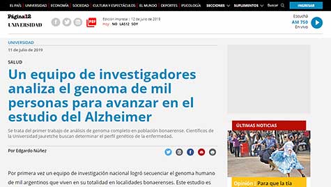 Un equipo de investigadores de la UNAJ analiza el genoma de mil personas para avanzar en el estudio del Alzheimer