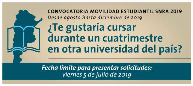 Convocatoria Movilidad Estudiantil SNRA 2019
