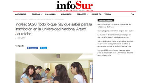 Ingreso 2020: Todo Lo Que Hay Que Saber Para La Inscripción En La Universidad Nacional Arturo Jauretche