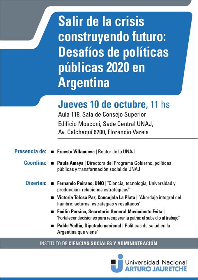 Salir de la crisis construyendo futuro: desafíos de políticas públicas 2020 en Argentina