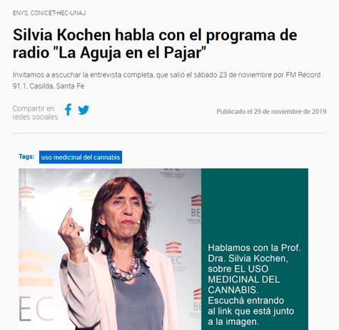 Silvia Kochen habla con el programa de radio 