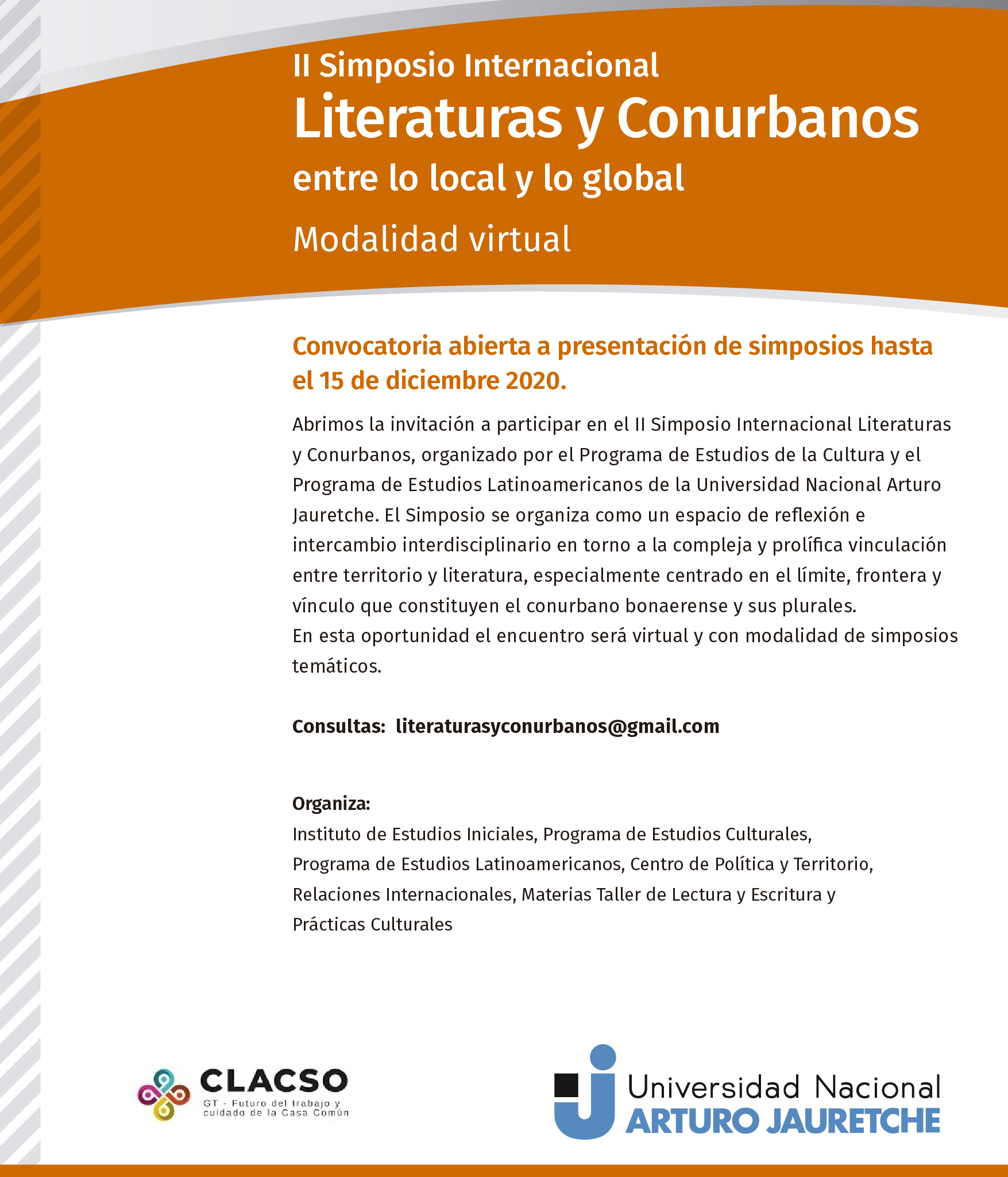 II Simposio Internacional Literaturas y Conurbanos entre lo local y lo global modalidad virtual