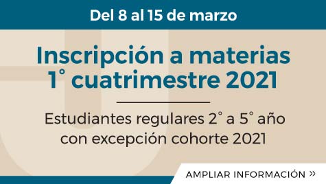 Fechas De Inscripción A Materias 1° Cuatrimestre 2021 - Estudiantes Regulares 2° A 5° Año, Con Excepción Cohorte 2021 - Del 8 Al 15 De Marzo