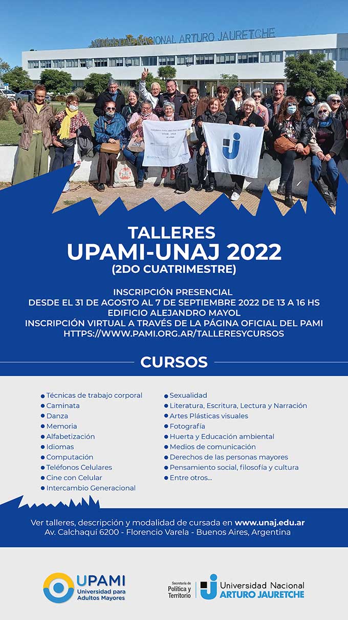 TALLERES PARA ADULTOS MAYORES UPAMI VIRTUAL 2022 (2do. Cuatrimestre)