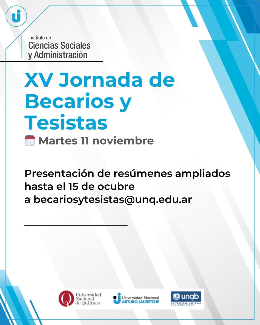 XV Jornada de Becarios y Tesistas de Ciencias Sociales