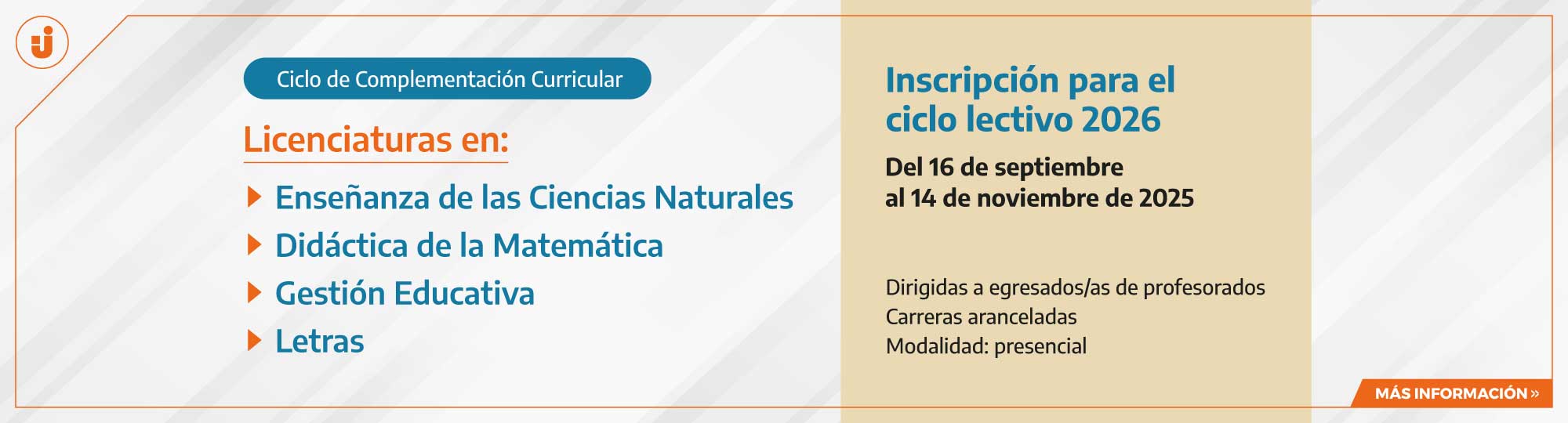 Ciclo de Complementación Curricular | Inscripción Del 16 de septiembre al 14 de noviembre de 2025
