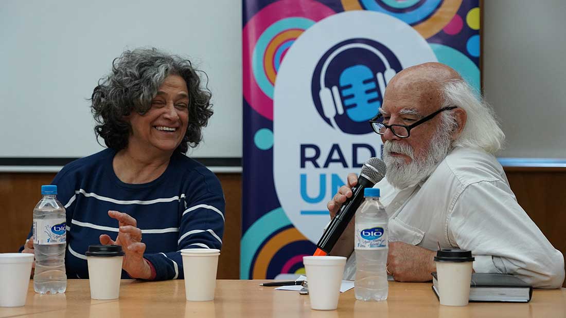 Juan Sasturain y Liliana Escliar en la UNAJ