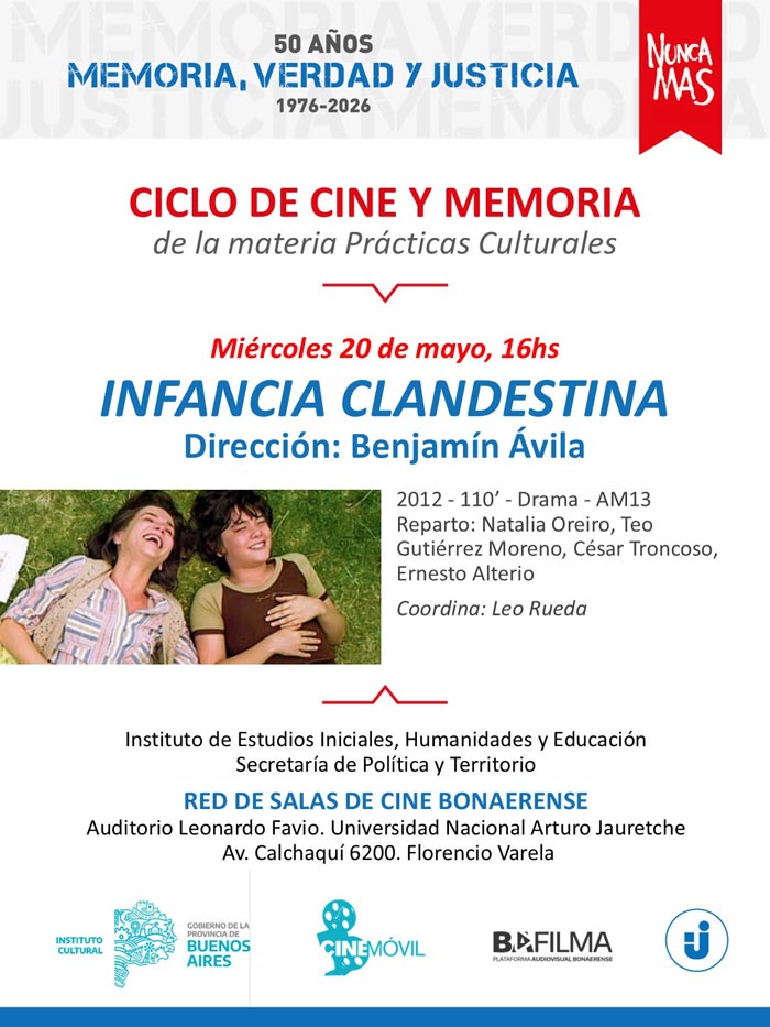 Proyección película "Infancia clandestina" | 20 de mayo, 16 hs Proyección película "Infancia clandestina" | 20 de mayo, 16 hs
