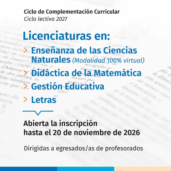 Ciclo de Complementación Curricular - Abierta la inscripción hasta el 20 de noviembre de 2026