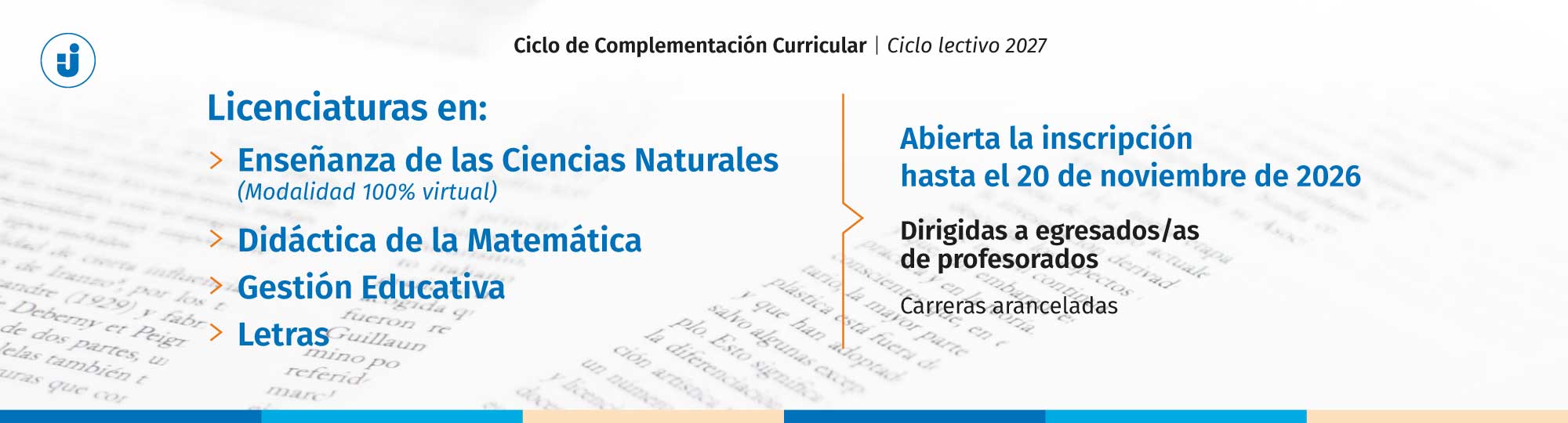 Ciclo de Complementación Curricular - Abierta la inscripción hasta el 20 de noviembre de 2026